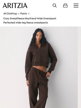 Aritzia Rich Mocha Brown Wide Sweatpants